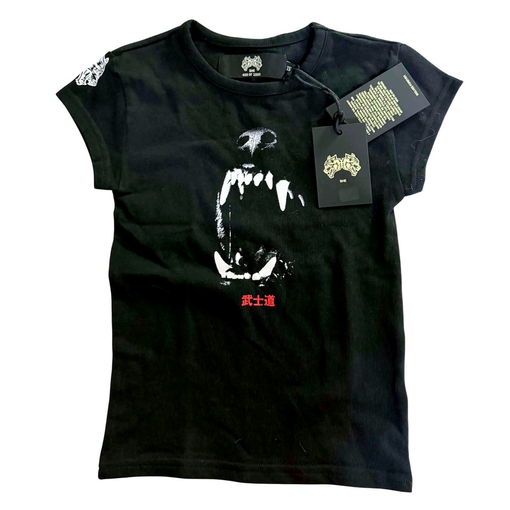 Darc Sport She Blood Thirsty Kanji Baby Tee Black Wolf Limited Edition XS NEW